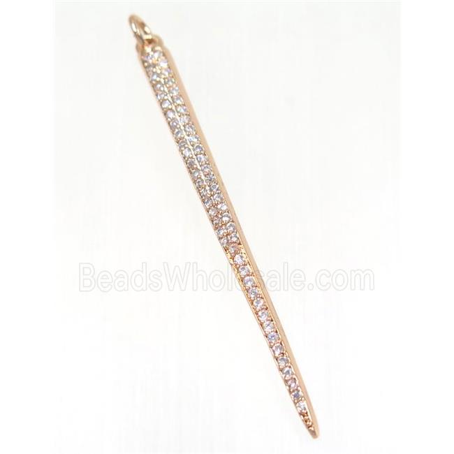 copper spike pendant paved zircon, rose gold