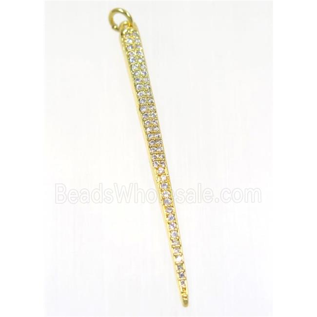copper spike pendant paved zircon, gold plated