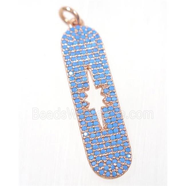 copper NorthStar pendant paved zircon, rose gold, turq