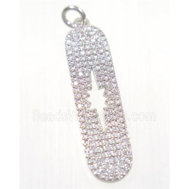 copper NorthStar pendant paved zircon, platinum plated