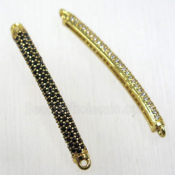 copper stick connector paved zircon, gold plated
