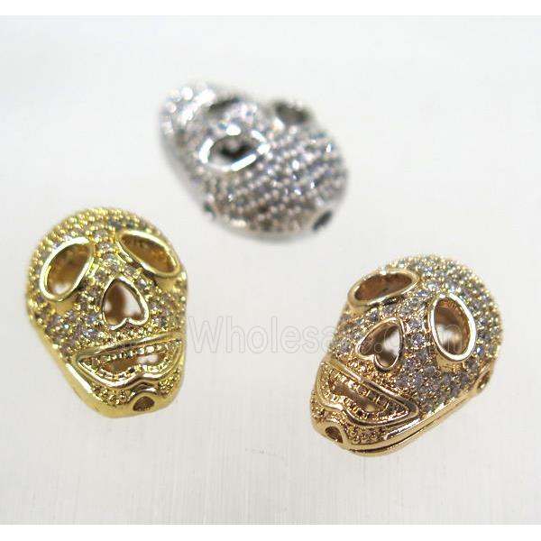 copper skull beads paved zircon, mix color