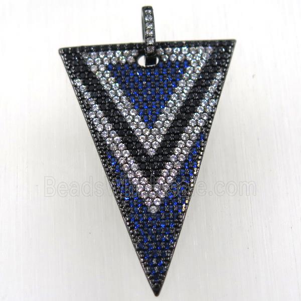 copper triangle pendant paved zircon, black plated