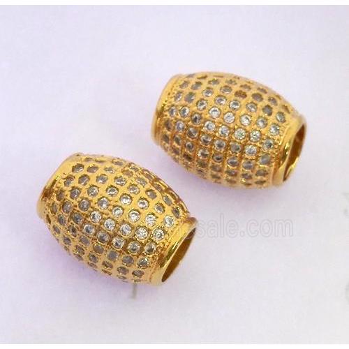 zircon, copper bead, barrel, gold plated