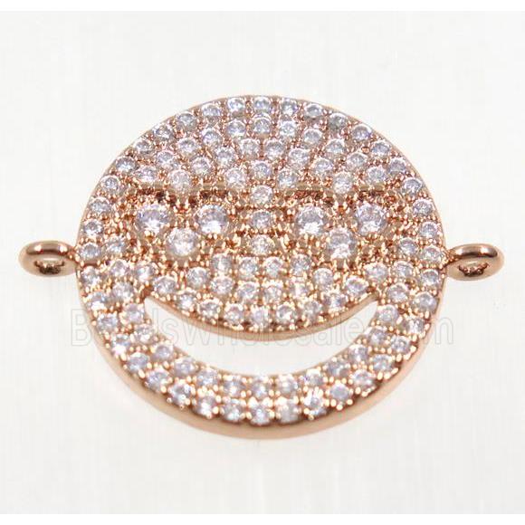 copper Emoji face connector pave zircon, rose gold