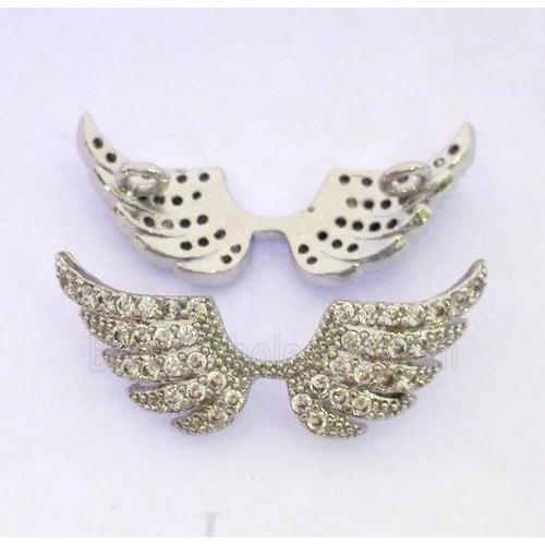 zircon, copper connector, angel wing, platinum plated