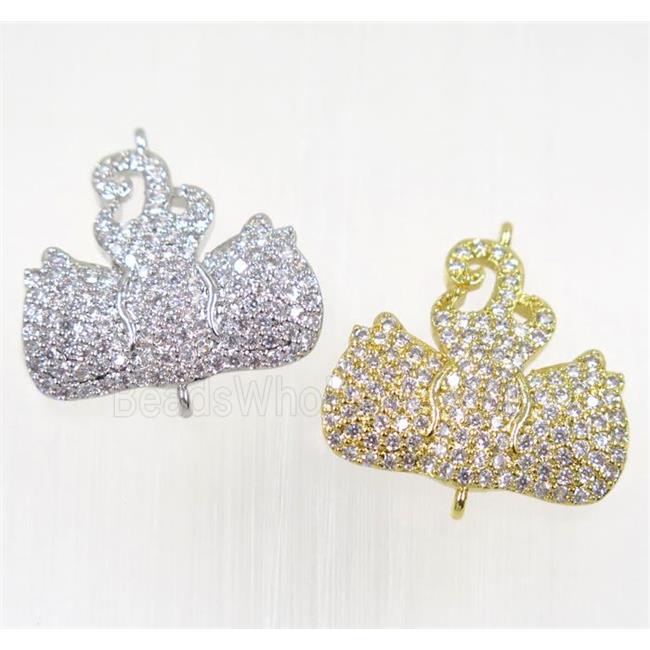 copper swan connector pave zircon, mix color