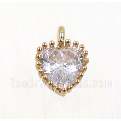copper heart pendant pave zircon, rose gold