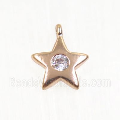 copper star pendant pave zircon, rose gold
