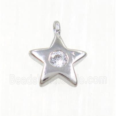 copper star pendant pave zircon, platinum plated
