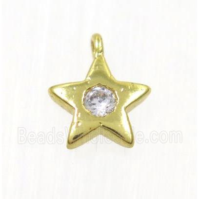 copper star pendant pave zircon, gold plated