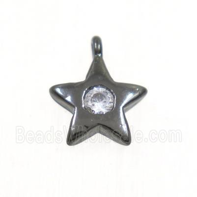 copper star pendant pave zircon, black plated
