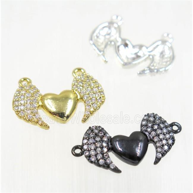 copper wing connector pave zircon with 2loops, mix color