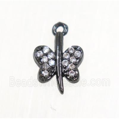 copper butterfly pendant pave zircon, black plated