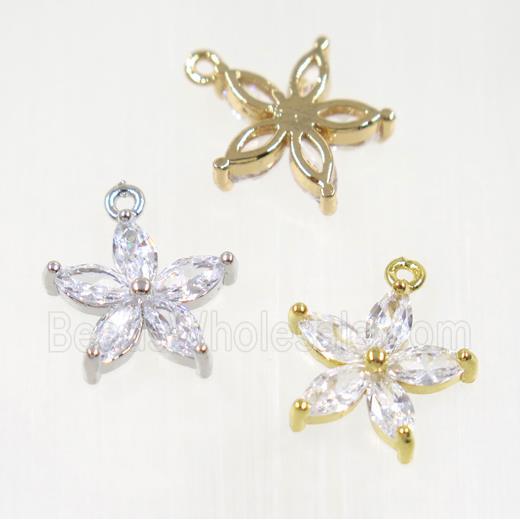copper flower pendant pave zircon, mix color