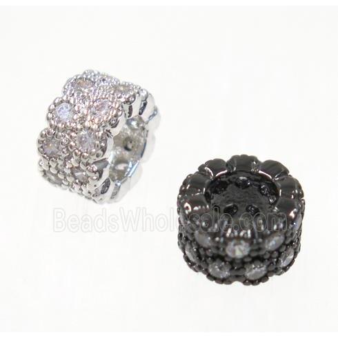 copper rondelle beads paved zircon, mix color