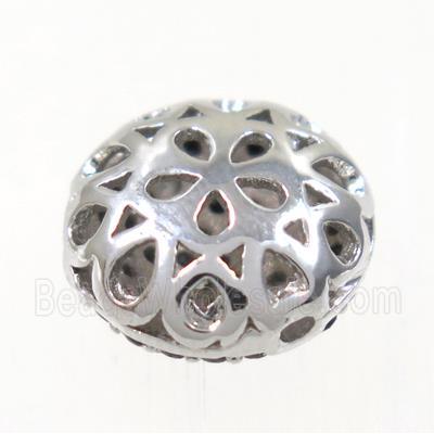 copper button beads paved zircon, platinum plated