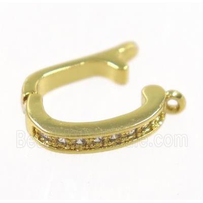 copper clasp paved zircon, gold plated