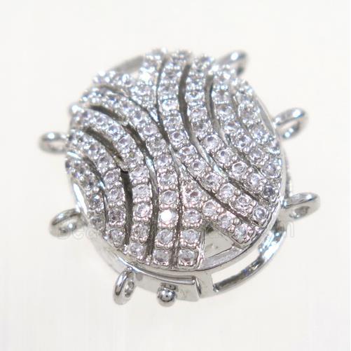 copper slide clasp paved zircon, platinum plated