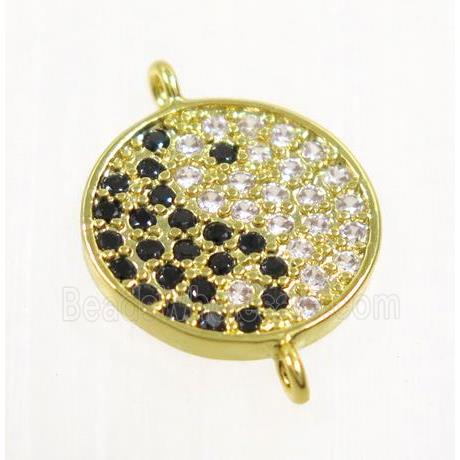 copper taichi connector paved zircon, gold plated