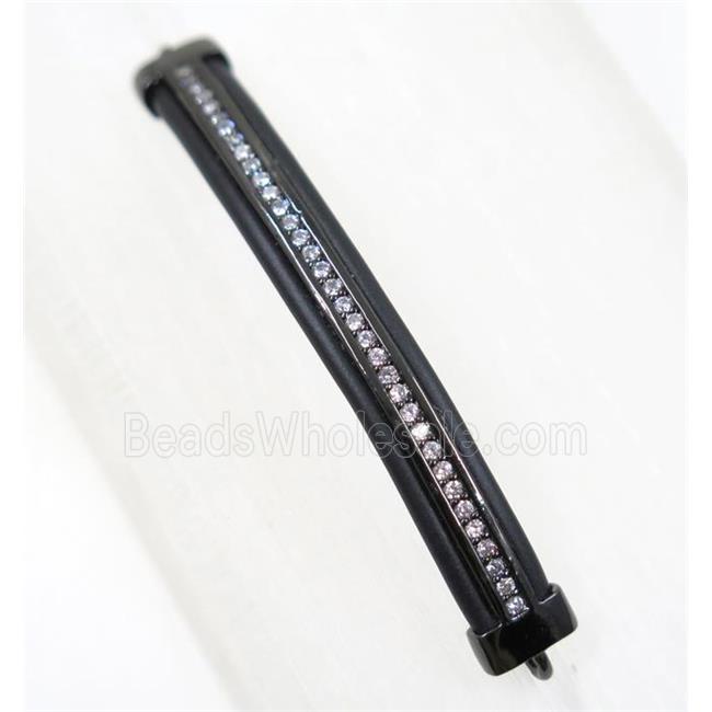 copper stick connector paved zircon, black plated