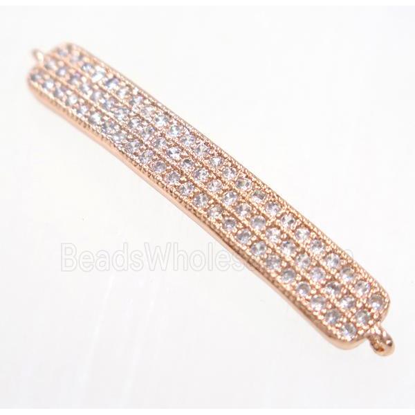copper rectangle connector paved zircon, rose gold