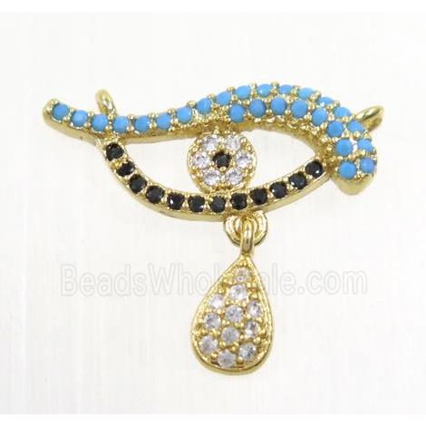 copper Dolphin pendant paved zircon with 2loops, gold plated