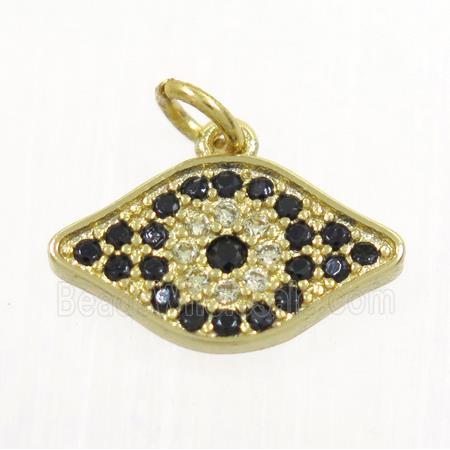 copper eye pendant paved zircon, gold plated