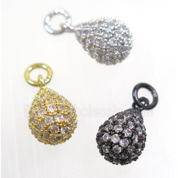 copper Teardrop pendant paved zircon, mix color
