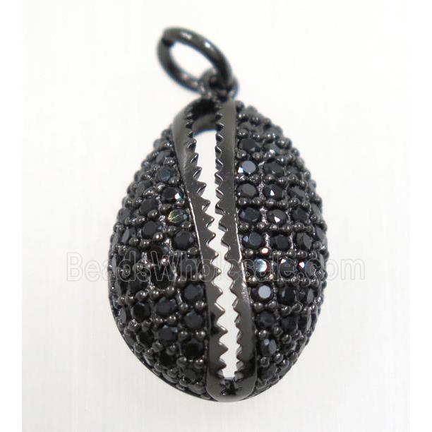 copper slide fastener pendant paved zircon, black plated