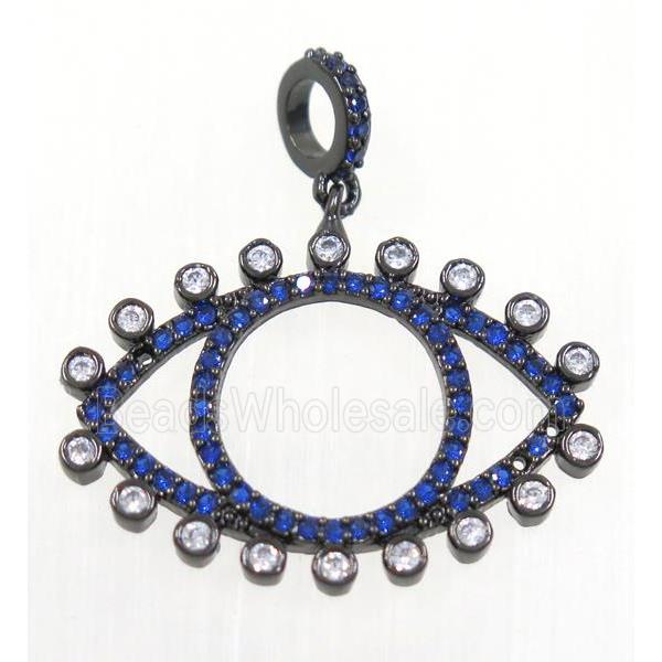 copper Eye charm pendant paved zircon, black plated