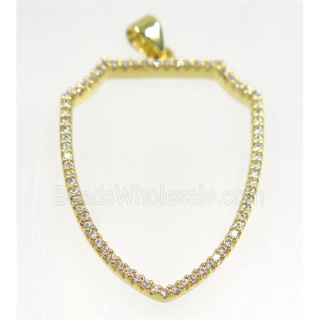 copper Scutum pendant paved zircon, gold plated