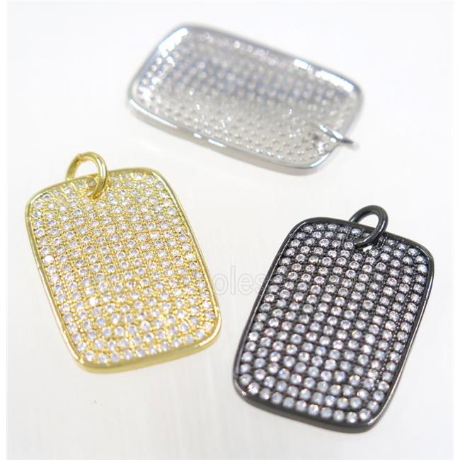 copper rectangle pendant paved zircon, mix color