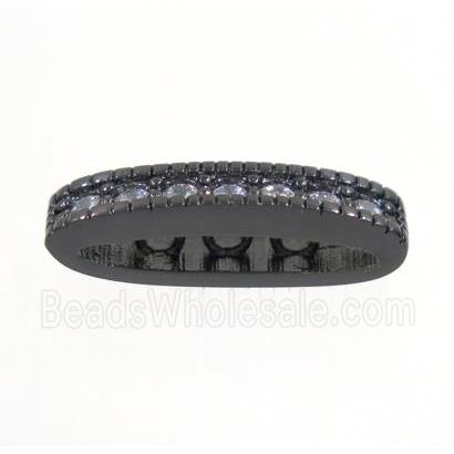 copper oval bead paved zircon with 3holes, black plated