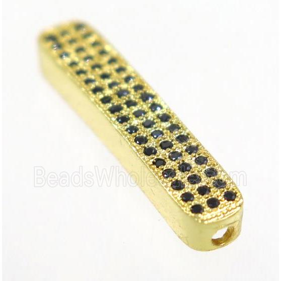 curving copper tube beads paved zircon, gold plated