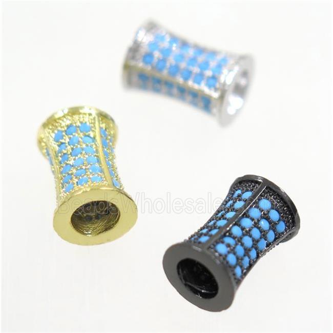 copper bamboo beads paved zircon, mix color, turq