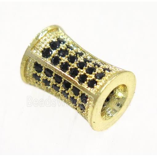 copper bamboo beads paved zircon, gold plated