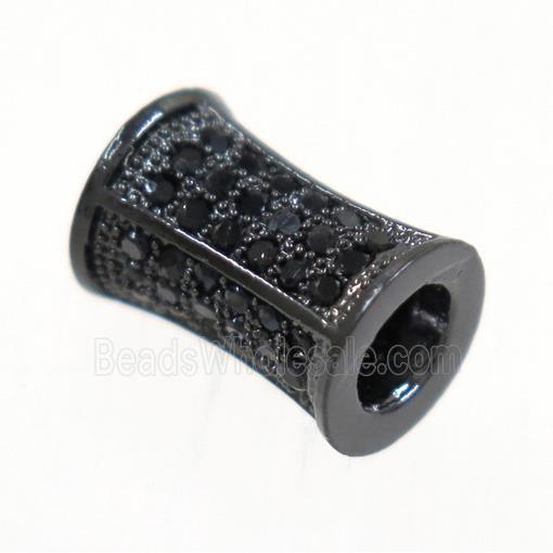 copper bamboo beads paved zircon, black plated