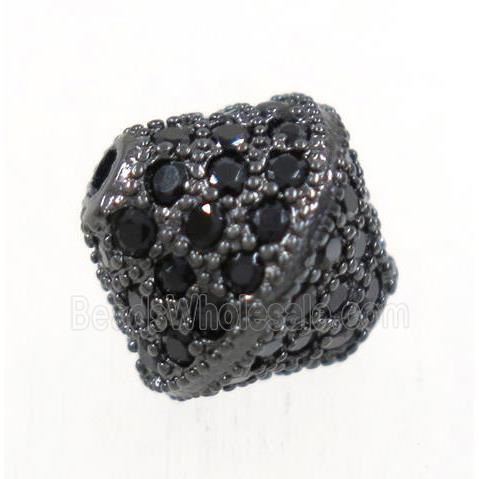 copper bicone beads paved zircon, black plated