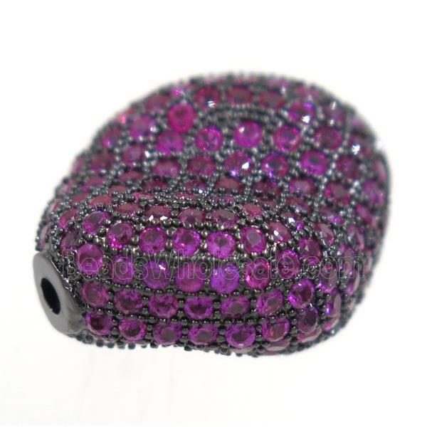 copper twist bead paved hotpink zircon, black plated