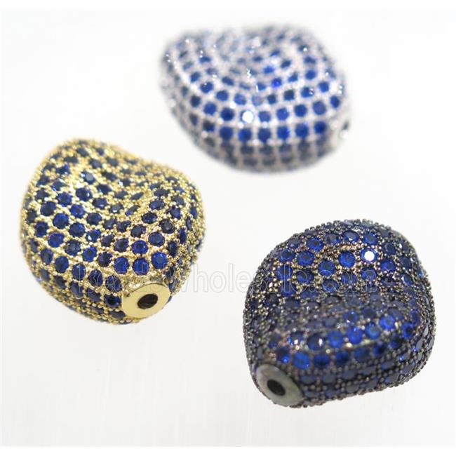 copper twist bead paved blue zircon, mix color
