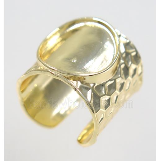 copper ring with cabochon pad, gold plated