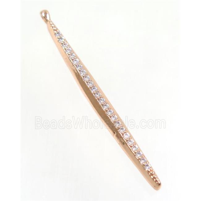 copper stick pendant paved zircon, rose gold