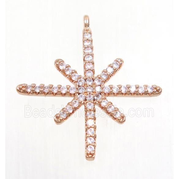copper northStar pendant paved zircon, rose gold