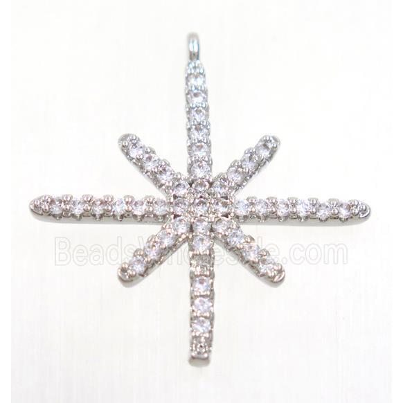 copper northStar pendant paved zircon, platinum plated