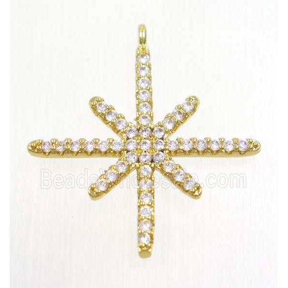 copper northStar pendant paved zircon, gold plated