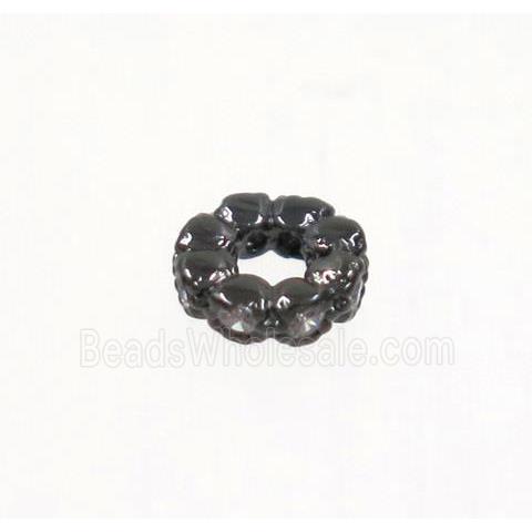 copper rondelle beads paved zircon, black plated