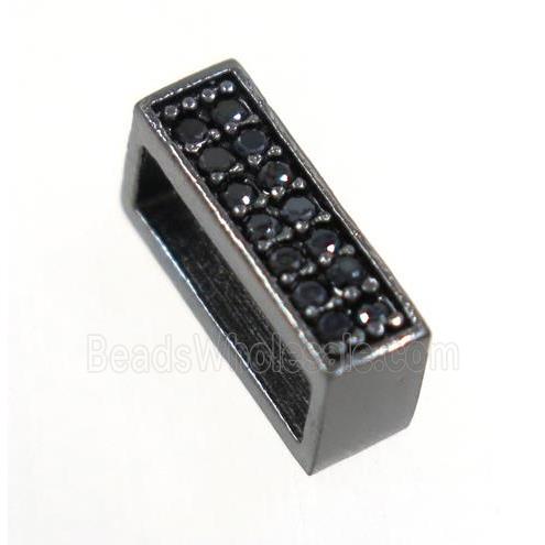 copper rectangle beads paved zircon, black plated