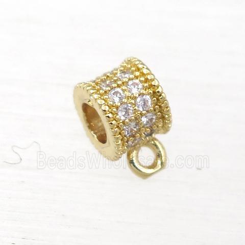 copper hanger bail pave zircon, gold plated