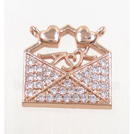 copper pendant paved zircon, rose gold